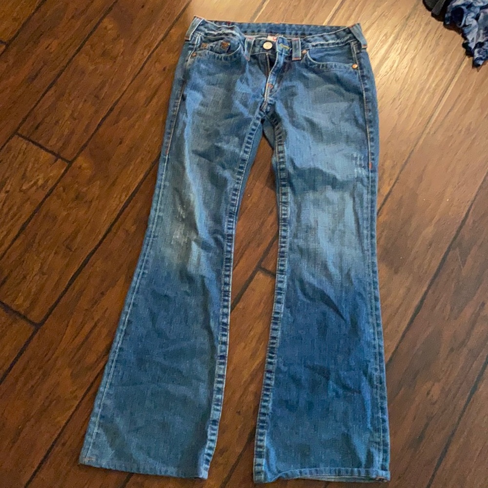 True religion low rise flare bottom jeans